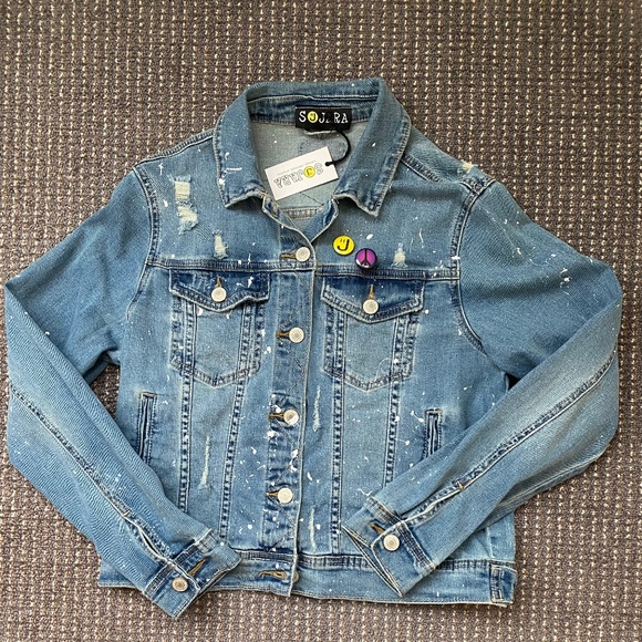 NWT Rolling Stones Inspired Jean Jacket Sz M - Picture 1 of 2
